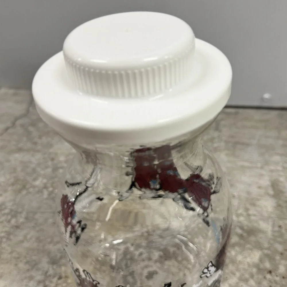 1989 Lot California Raisins Glass Carafe w Lid + 2 Christmas PVC Figures Vintage